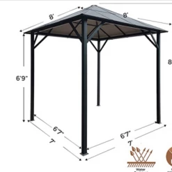 Gazebo Parts Direct 8x8 Outdoor Insulated Hardtop Gazebo For Patios, Aluminum Composite Panel Roof For Shade And Rain Metal Frame With Mosquito Netting For Lawn, Backyard And Deck, 8' X 8', Charcoal Gray Catalog