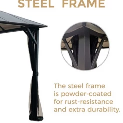 Gazebo Parts Direct 8x8 Outdoor Insulated Hardtop Gazebo For Patios, Aluminum Composite Panel Roof For Shade And Rain Metal Frame With Mosquito Netting For Lawn, Backyard And Deck, 8' X 8', Charcoal Gray Catalog