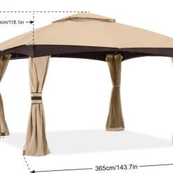 Gazebo Parts Direct Allen & Roth Inspired 10x12 Patio Garden Gazebo With Mosquito Netting + Double Soft-top