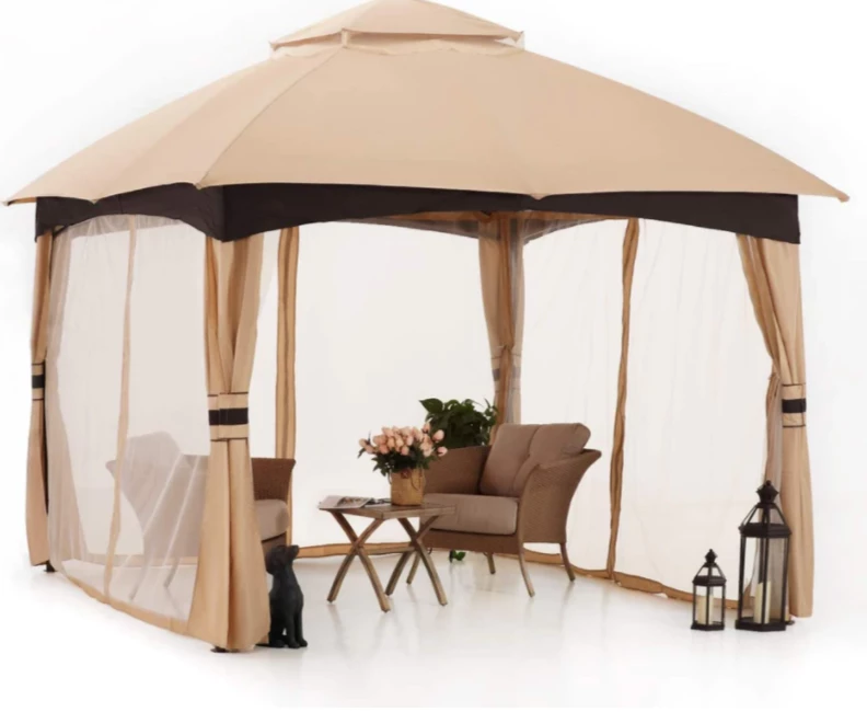 Gazebo Parts Direct Allen & Roth Inspired 10x12 Patio Garden Gazebo With Mosquito Netting + Double Soft-top