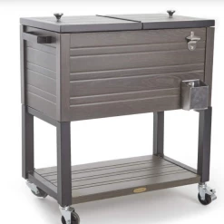 Gazebo Parts Direct Catalog Wood Look 60-Quart Outdoor Rolling Cooler