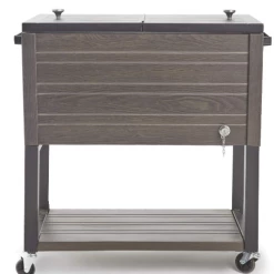 Gazebo Parts Direct Catalog Wood Look 60-Quart Outdoor Rolling Cooler