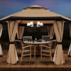 Gazebo Parts Direct 10'x10' Gazebos For Patios, Outdoor Hexagonal Gazebo With Netting And Privacy Curtains For Garden, Patio, Backyard