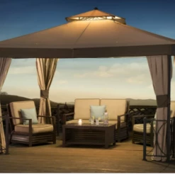 Gazebo Parts Direct Catalog Light Brown Replacement Canopy For Belcourt Gazebo (10X12 Ft) L-GZ472PST-C-A Sold At Home Depot