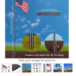 Gazebo Parts Direct Catalog 25 Ft Aluminum Black Anodized Sectional Flagpole With 3x5 Ft US Flag Gold Ball Outdoor Heavy Duty 15 Gauge