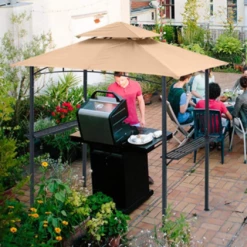 Gazebo Parts Direct Grill Gazebo 8 X 5 Double Tiered Outdoor BBQ Gazebo Canopy With LED Light Catalog