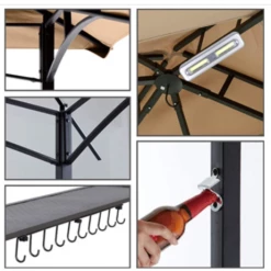 Gazebo Parts Direct Grill Gazebo 8 X 5 Double Tiered Outdoor BBQ Gazebo Canopy With LED Light Catalog