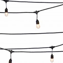 Gazebo Parts Direct Outdoor Commercial Grade 24-Foot Weatherproof Hanging Patio String Lights W/Energy Efficient Design, Black Catalog