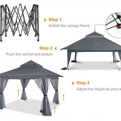 Gazebo Parts Direct Catalog 13'x13' Gazebo Tent Outdoor Pop Up Gazebo Canopy Shelter With Mosquito Netting (Gray)