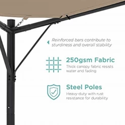 Gazebo Parts Direct BEST 12 X 12 Ft Outdoor Patio Swan Gazebo Canopy For Backyard, Iron, 250gsm Polyester Canopy, Beige