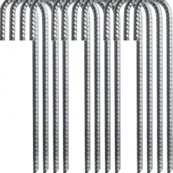 Gazebo Parts Direct 12 Pack Rebar Stakes, 12 Inch J Hook Heavy Duty Galvanized Ground Anchors For Secure Tent