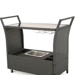 Gazebo Parts Direct Catalog Caribbean Outdoor Wicker Bar Cart With Cooler Wine Glass Holder And Glass Top