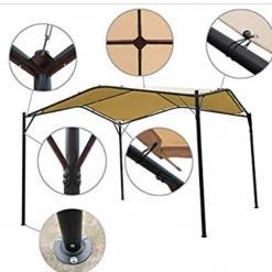 Gazebo Parts Direct BEST 12 X 12 Ft Outdoor Patio Swan Gazebo Canopy For Backyard, Iron, 250gsm Polyester Canopy, Beige
