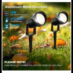 Gazebo Parts Direct 10W Landscape Lights 12V 24V 1000LM Warm White Low Voltage LED Waterproof Outdoor Lights (10Pack)