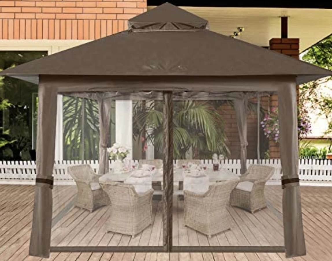 Gazebo Parts Direct 13'x13' Gazebo Tent Outdoor Pop Up Gazebo Canopy Shelter With Mosquito Netting (Brown) Catalog