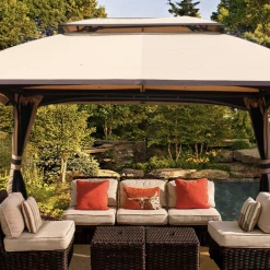 Gazebo Parts Direct 10x13 Beige Gazebo Fully Enclosed Weather UV-Resistant W/Mosquito Netting-Beige