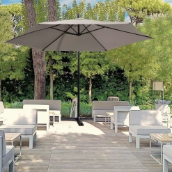 Gazebo Parts Direct Offset Umbrella 10FT Cantilever Patio Hanging Umbrella Outdoor Market Umbrella With Crank And Cross Base (Beige) Catalog