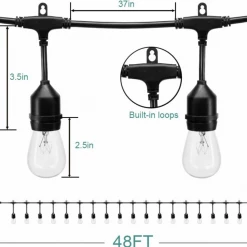 Gazebo Parts Direct 3 Pack 48 FT Outdoor String Lights Commercial Great Weatherproof Strand Edison Vintage Bulbs 15 Hanging Sockets, UL Listed Heavy-Duty Decorative Café Patio Lights For Bistro Garden Catalog