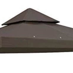Gazebo Parts Direct 12'x12' Gazebo Top Replacement For 2 Tier Outdoor Canopy Cover Coffee