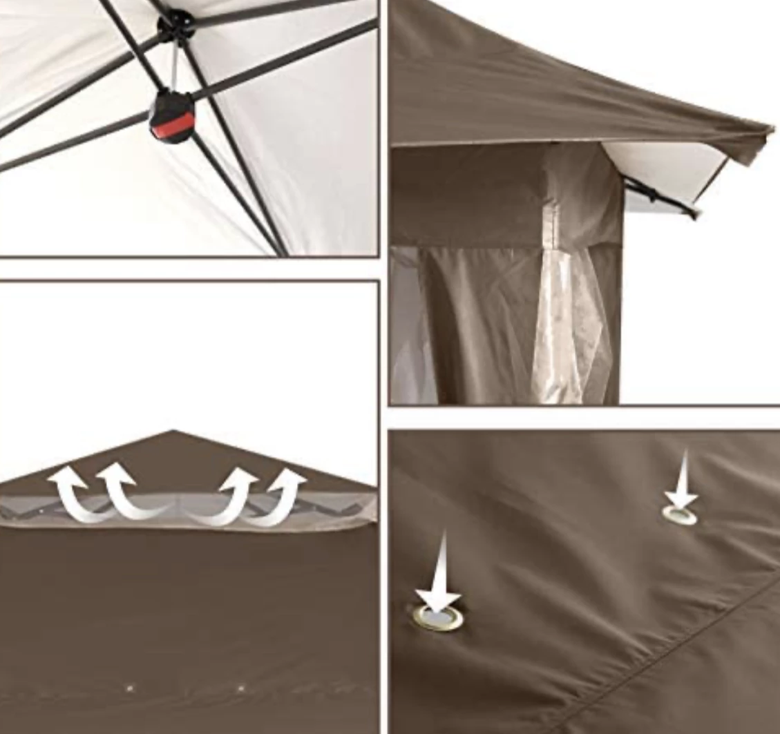 Gazebo Parts Direct 13'x13' Gazebo Tent Outdoor Pop Up Gazebo Canopy Shelter With Mosquito Netting (Brown) Catalog