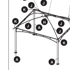Gazebo Parts Direct Catalog TPGAZ17-002 TPGAZ2303A TPGAZ2303B TPGAZ2303C LOWES GAZEBO SMALL CONNECTOR POLE PART K
