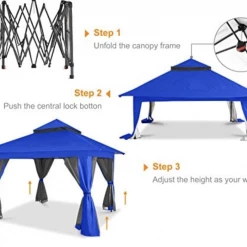 Gazebo Parts Direct Catalog 13'x13' Gazebo Tent Outdoor Pop Up Gazebo Canopy Shelter With Mosquito Netting (Blue)