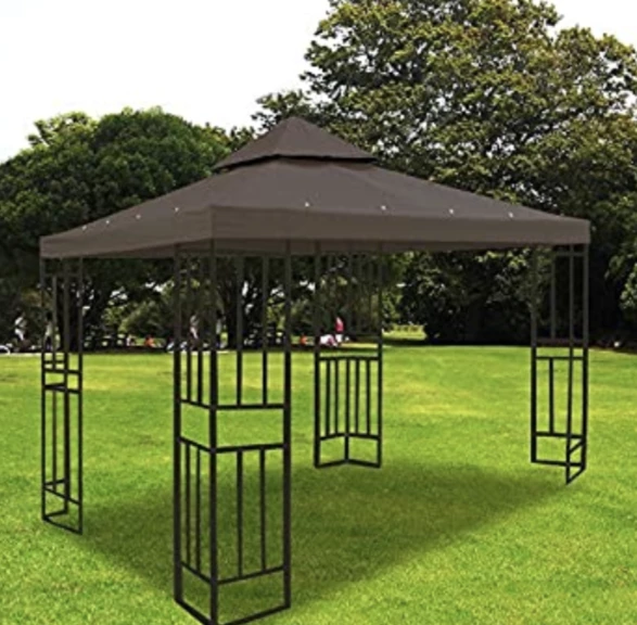 Gazebo Parts Direct 12'x12' Gazebo Top Replacement For 2 Tier Outdoor Canopy Cover Coffee
