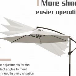 Gazebo Parts Direct Offset Umbrella 10FT Cantilever Patio Hanging Umbrella Outdoor Market Umbrella With Crank And Cross Base (Beige) Catalog