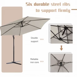 Gazebo Parts Direct Offset Umbrella 10FT Cantilever Patio Hanging Umbrella Outdoor Market Umbrella With Crank And Cross Base (Beige) Catalog