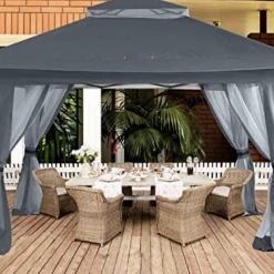 Gazebo Parts Direct Catalog 13'x13' Gazebo Tent Outdoor Pop Up Gazebo Canopy Shelter With Mosquito Netting (Gray)