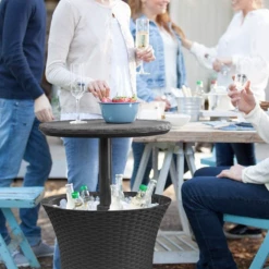 Gazebo Parts Direct Catalog COOLER TIKI BAR Outdoor Patio Furniture And Hot Tub Side Table With 7.5 Gallon Beer And Wine Cooler