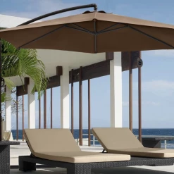 Gazebo Parts Direct Offset Umbrella 10FT Cantilever Patio Hanging Umbrella Outdoor Market Umbrella With Crank And Cross Base (Beige) Catalog