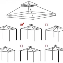 Gazebo Parts Direct 12'x12' Gazebo Top Replacement For 2 Tier Outdoor Canopy Cover Coffee