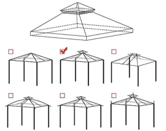 Gazebo Parts Direct 12'x12' Gazebo Top Replacement For 2 Tier Outdoor Canopy Cover Coffee