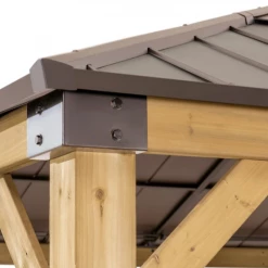Gazebo Parts Direct Sunjoy Outdoor Patio 11 Ft. X 13 Ft. Cedar Framed Gazebo With Brown Steel And Polycarbonate Hip Roof Hardtop