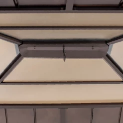 Gazebo Parts Direct Sunjoy Outdoor Patio 11 Ft. X 13 Ft. Cedar Framed Gazebo With Brown Steel And Polycarbonate Hip Roof Hardtop