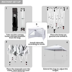 Gazebo Parts Direct Canopy 10'x10' Pop Up Commercial Instant Gazebo Tent, Fully Waterproof, Outdoor Party Canopies With 4 Removable Zippered Sidewalls, Stakes X8, Ropes X4 (Black, 10x10FT) Catalog